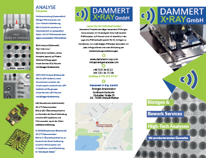 Image-Flyer der Dammert X-Ray GmbH, Informationen über zerstörungsfreie Qualitätsdienstleistungen / Röntgendienstleistungen